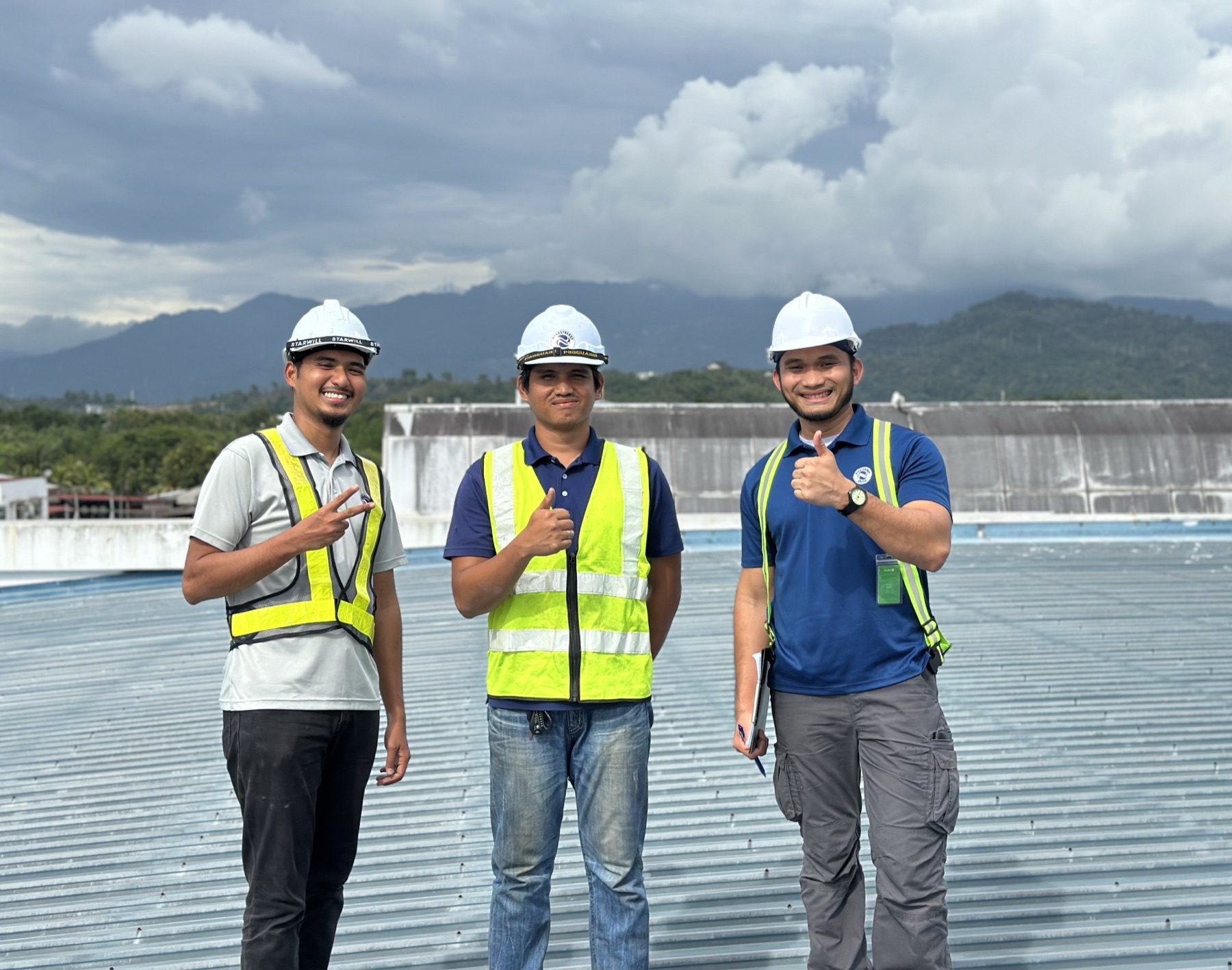 Dyna field technicians on a coastal site